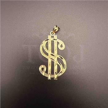 14K Yellow Gold Dollar Sign Pendant