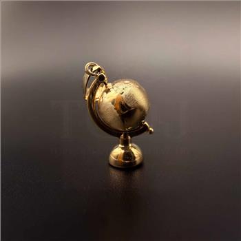 14K Yellow Gold Hollow Globe Pendant