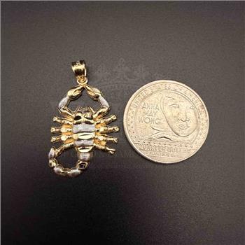 14K Two Tone Gold Scorpion Pendant