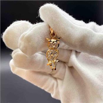 14K Yellow Gold Owl Pendant