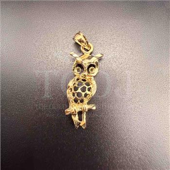 14K Yellow Gold Owl Pendant