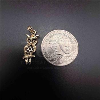 14K Yellow Gold Owl Pendant