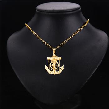 14K Yellow Gold Mariner Crucufix Pendant