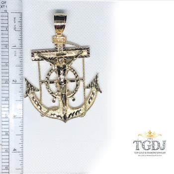 14K Yellow Gold Mariner Crucufix Pendant
