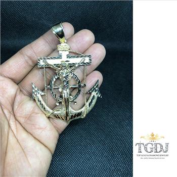 14K Yellow Gold Mariner Crucufix Pendant