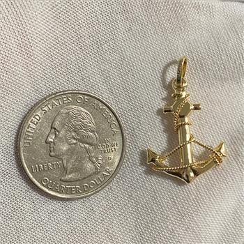 14K Yellow Gold Anchor Pendant