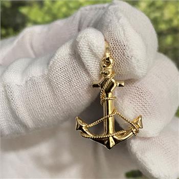 14K Yellow Gold Anchor Pendant