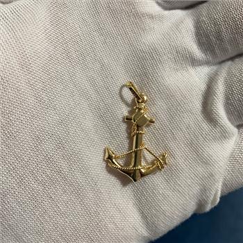 14K Yellow Gold Anchor Pendant