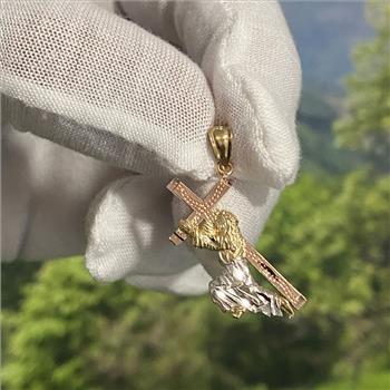 14K Tri Color Gold Religious Pendant