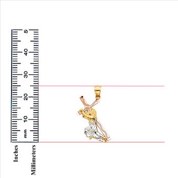 14K Tri Color Gold Religious Pendant