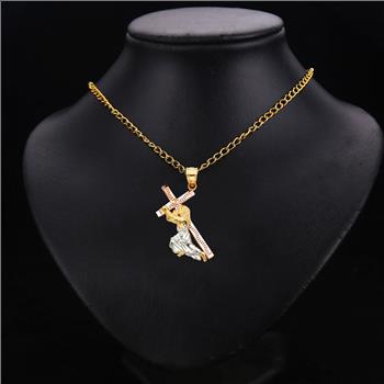 14K Tri Color Gold Religious Pendant