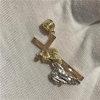 14K Tri Color Gold Religious Pendant