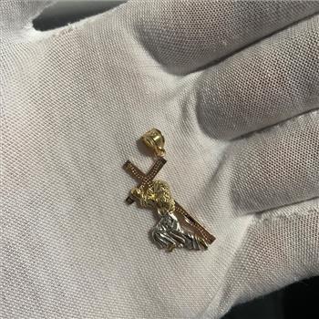 14K Tri Color Gold Religious Pendant