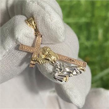 14K Tri Color Gold Religious Pendant
