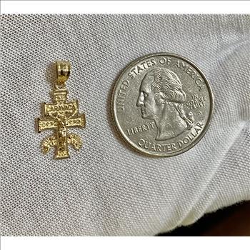 14K Two Tone Gold Fancy Design Cross Pendant