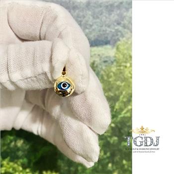 14K Yellow Gold  Evil Eye Pendant