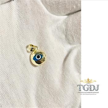 14K Yellow Gold  Evil Eye Pendant