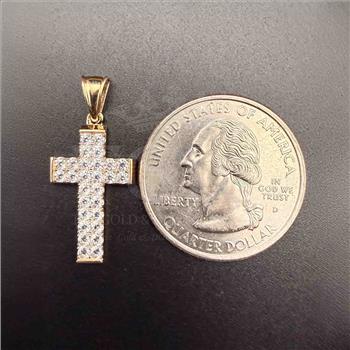 14K Two Tone Gold cubic zirconia Cross Pendant