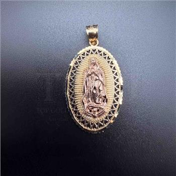 14K Two Tone Gold Our Lady of Guadalupe Pendant