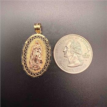 14K Two Tone Gold Our Lady of Guadalupe Pendant