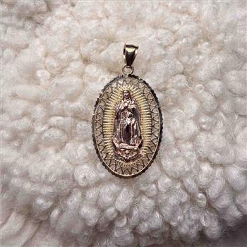 14K Two Tone Gold Our Lady of Guadalupe Pendant
