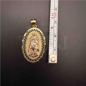 14K Two Tone Gold Our Lady of Guadalupe Pendant