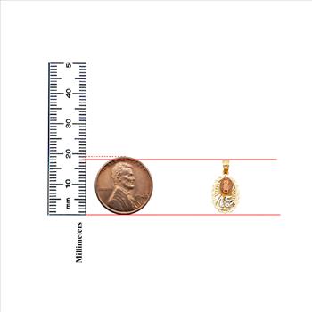 14K  Tri Color Gold Sweet 15 Quinceañera Heart Pendant