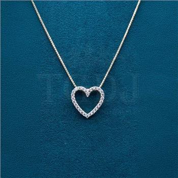 14K Yellow Gold Cubic zirconia Heart Pendant