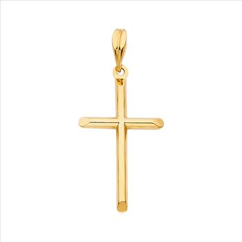 14K Yellow Gold Religious Cross Pendant - 27 mm X 17 mm