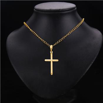 14K Yellow Gold Religious Cross Pendant - 27 mm X 17 mm