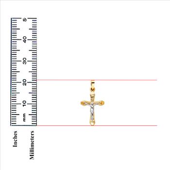 14K Yellow Gold Religious Crucifix Pendant - 21 mm X 14 mm