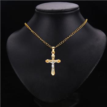 14K Yellow Gold Religious Crucifix Pendant - 21 mm X 14 mm