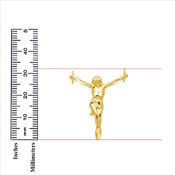 14K Yellow Gold Religious Jesus Christ Body Pendant - 32 mm X 29 mm