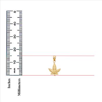 14K Yellow Gold Marijuana Leaf Pendant - 15 mm X 13 mm
