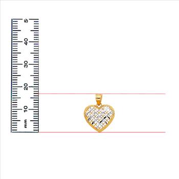 14K Two Tone Heart Pendant - 17 mm x 18 mm