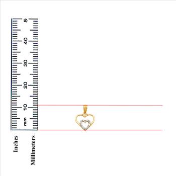 14K Yellow Gold Cubic Zirconia Heart Pendant