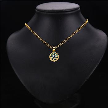 14K Yellow Gold Evil Eye Pendant - 9 mm X 9 mm