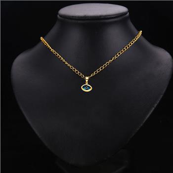 14K Yellow Gold Evil Eye Heart Pendant - 11 mm X 15 mm