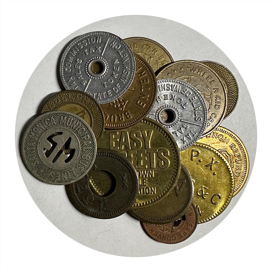 Lot of Various Transit, Tax and Other Type of Tokens 14 Tokens