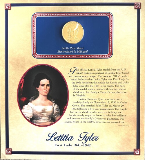 Letitia Tyler Medal First Lady 18411842 Wife of 10th President