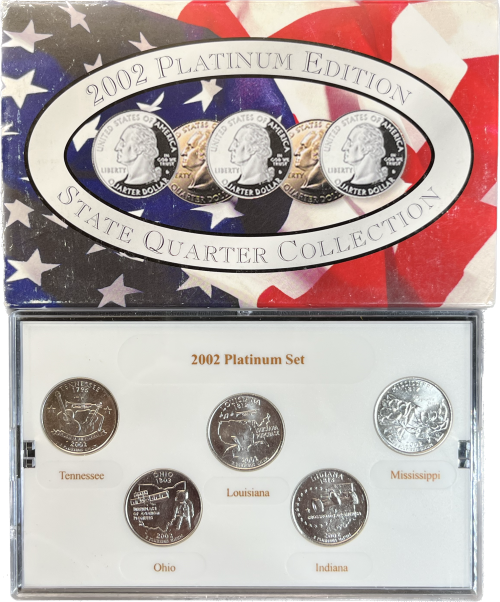 . 2002P U.S. Platinum Edition State Quarter Collection 5 Platinum
