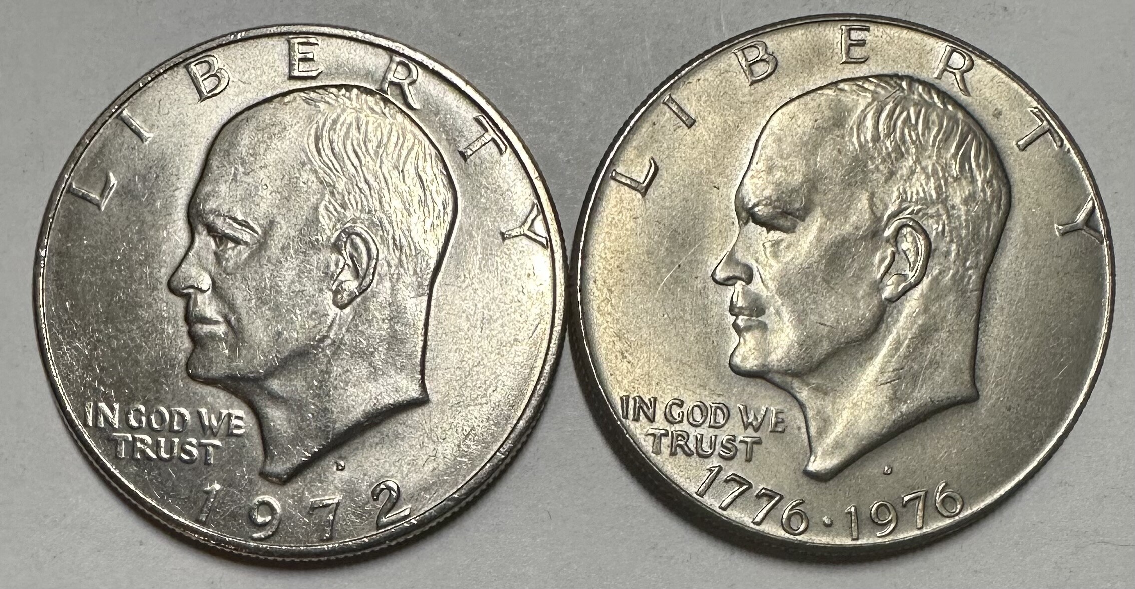 1972-D and 1976-D (Type 2) Bicentennial U.S. Eisenhower One Dollar ...