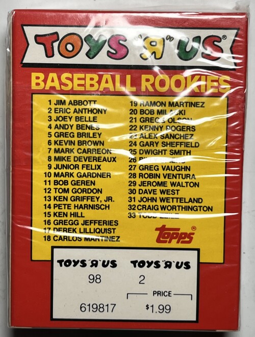 1990 Toys"R"Us Baseball Rookies 33 Supergloss Photo Cards Factory Sealed Property Room