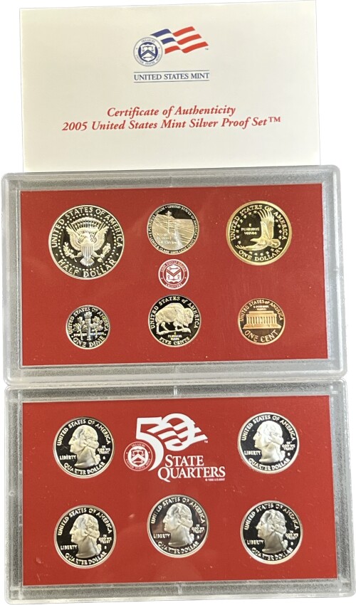 . 2005-S United States Mint Silver Proof Set - 11 Coins in Original ...