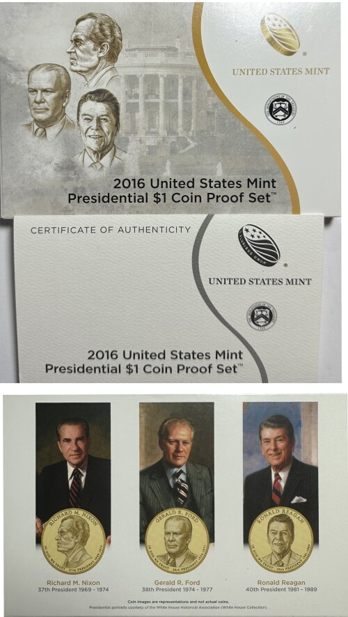 - 2016-S U.S. Mint Presidential $1 Coin Proof Set - 3 Coins - Nixon