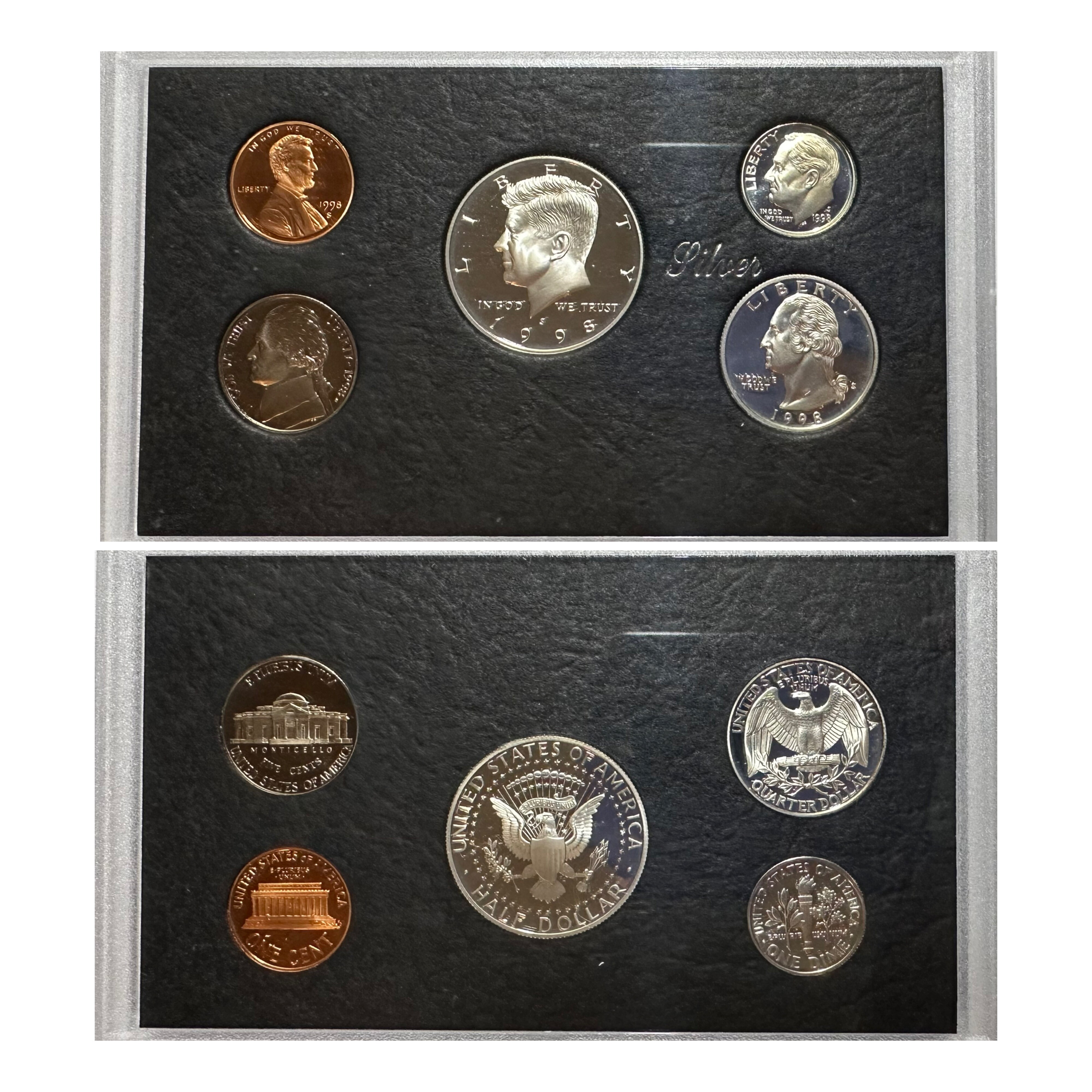 1998 U.S. Mint Silver Proof Set - 5 Coins Including Kennedy Half in ...