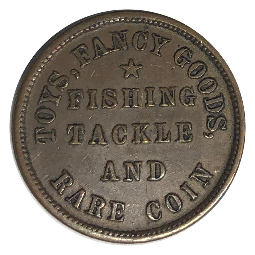 >RARE 1863 Civil War Token M.L. Marshall Fishing Tackle Oswego, NY