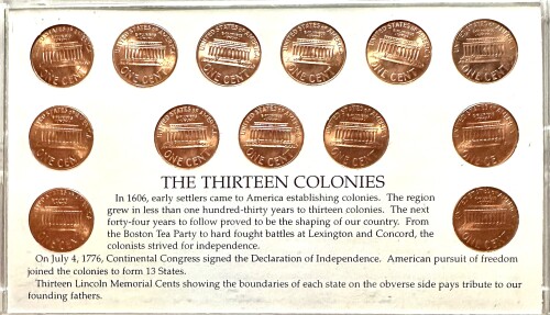 - 2000-D U.S. Copper Cent Thirteen Colonies Set - State Boundaries ...