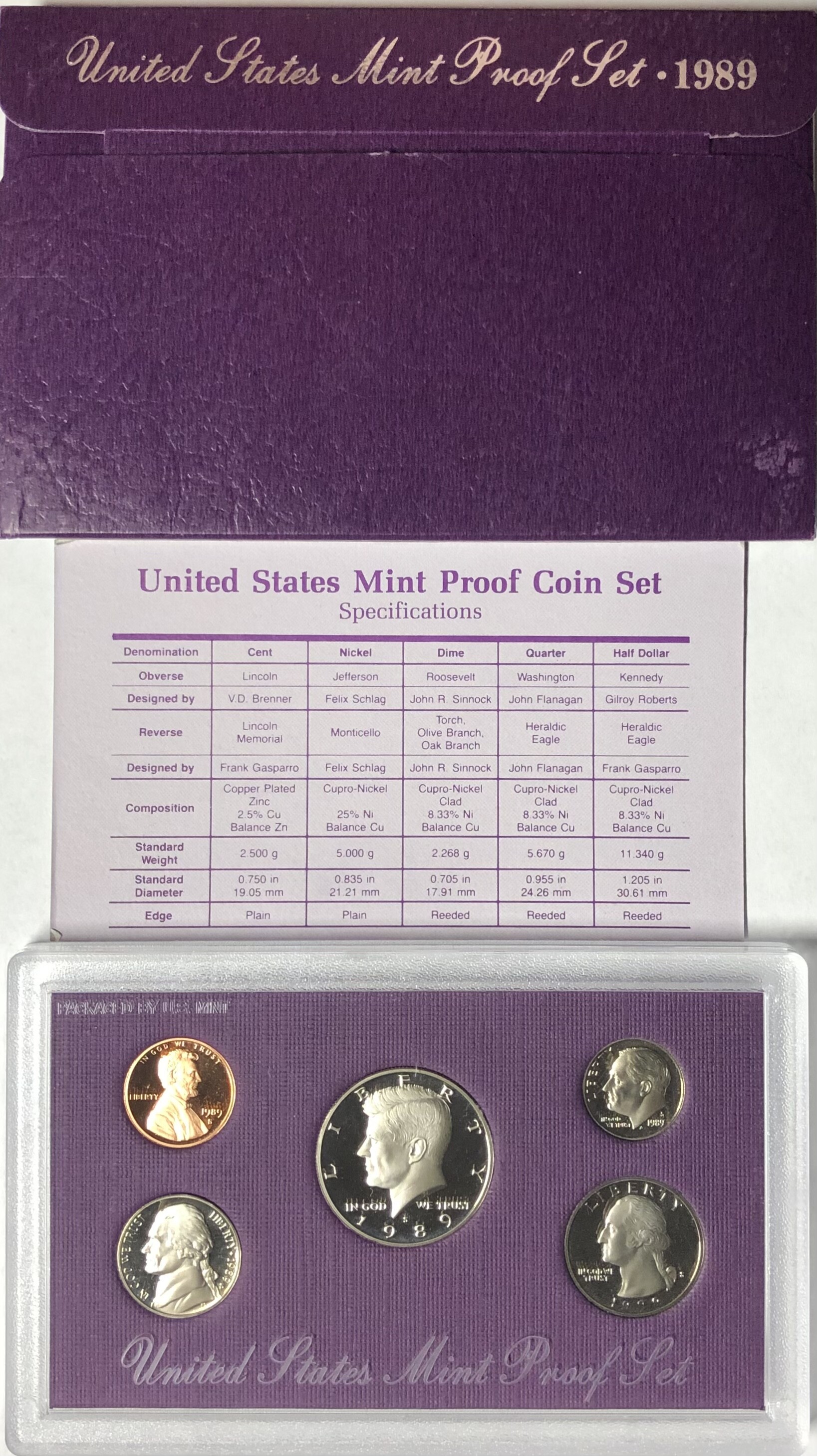 1986-S U.S. Mint Proof Set – Original Government Packaging With COA – 5 Coin Set (Penny To Half Dollar)