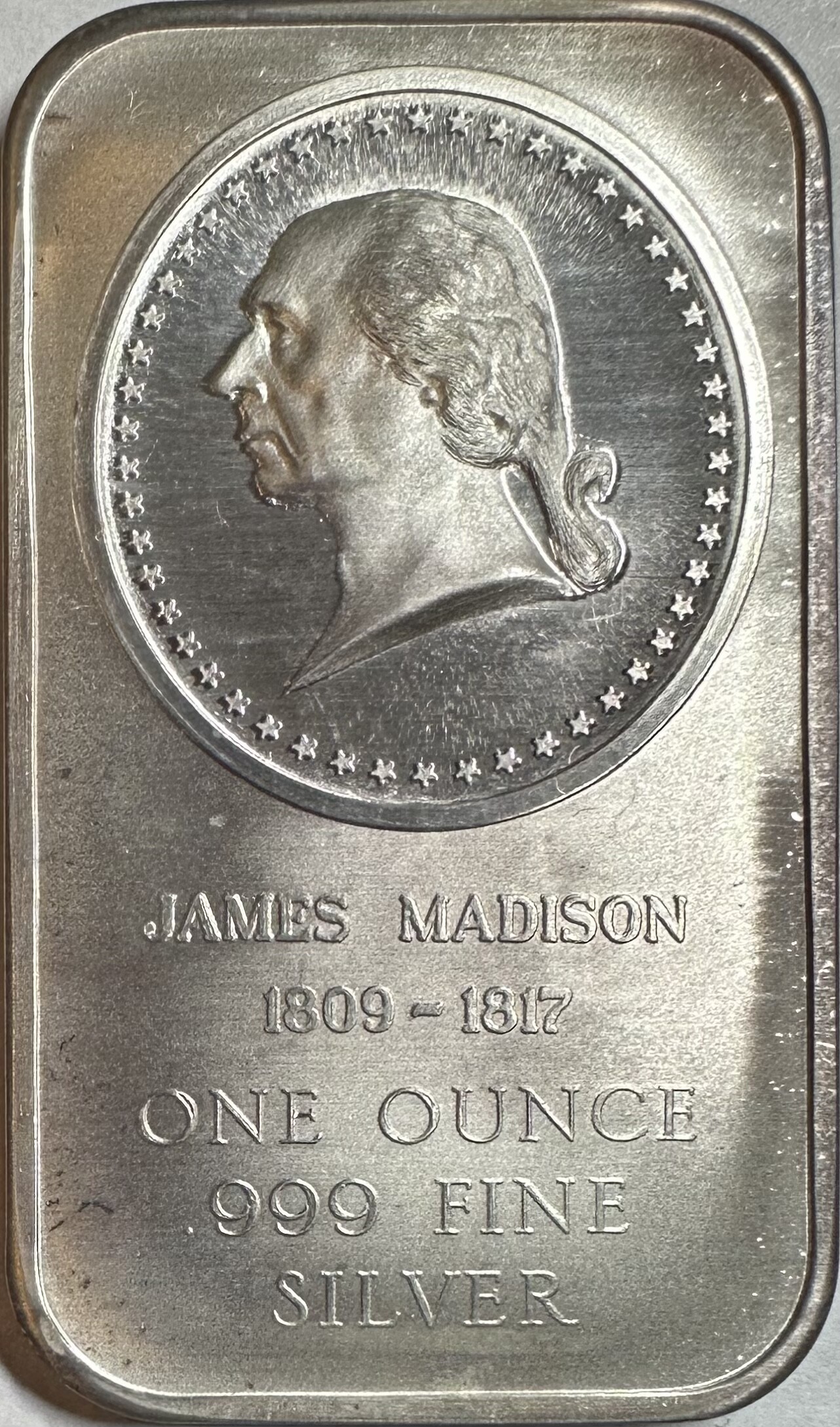 >1976 Bicentennial .999 Silver One Troy Ounce Bar, Madison Mint James ...